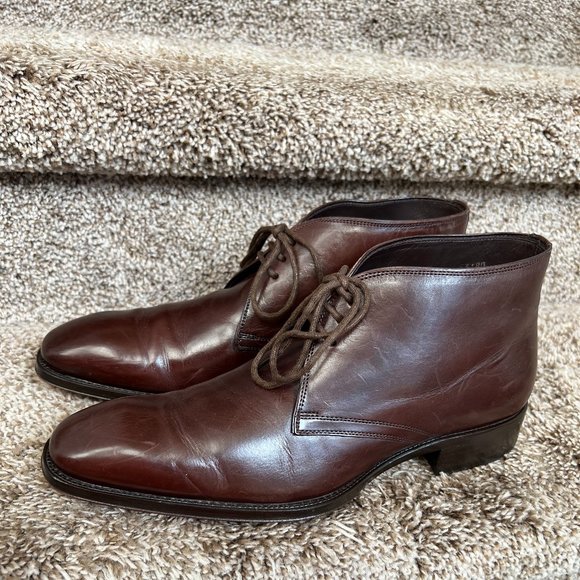 Mezlan Men's Dark Tan Dress Ankle Leather Boots.